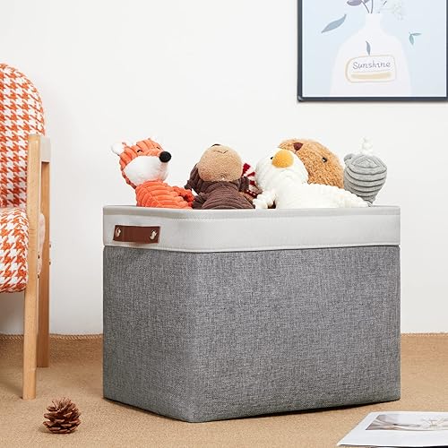 Miniatura 3 de DULLEMELO Cestas de almacenamiento rectangulares grandes de 16 x 12 x 12 pulgadas para organizar 2 unidades Organizador de almacenamiento plegable