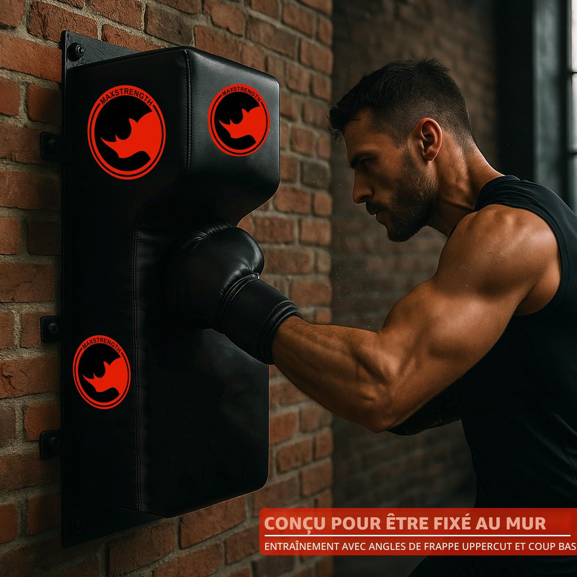 MAXSTRENGTH Sac de frappe mural pour boxe, entraînement de frappe, sac de frappe Uppercut Boxe, cible de boxe, équipement de boxe, arts maritaux