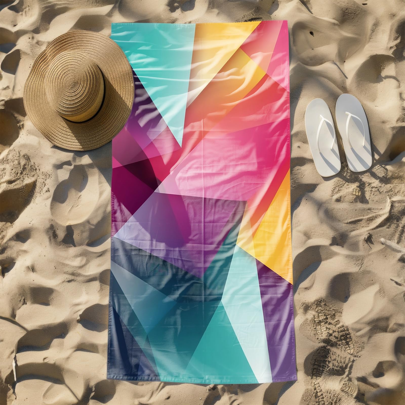 Generico Telo Mare Grande Modello Giallo Rosa | Microfibra Telo Mare Antisabbia Leggero Compatto Asciugatura Rapida Assorbente Per Piscina Bagno Lavabile Fino