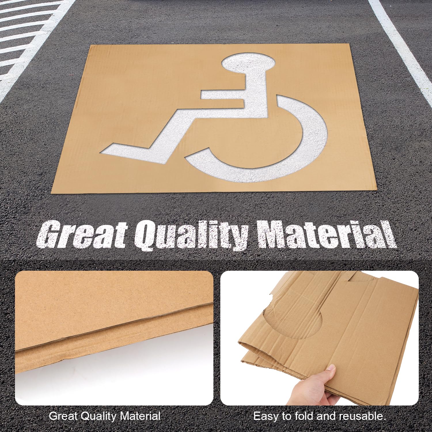 Pochoir pour Handicap pour Stationnement, 80x64cm Pochoir de Stationnement Réutilisable Panneaux pour Handicapés pour Parking Pochoirs de Trottoir pour Peinture