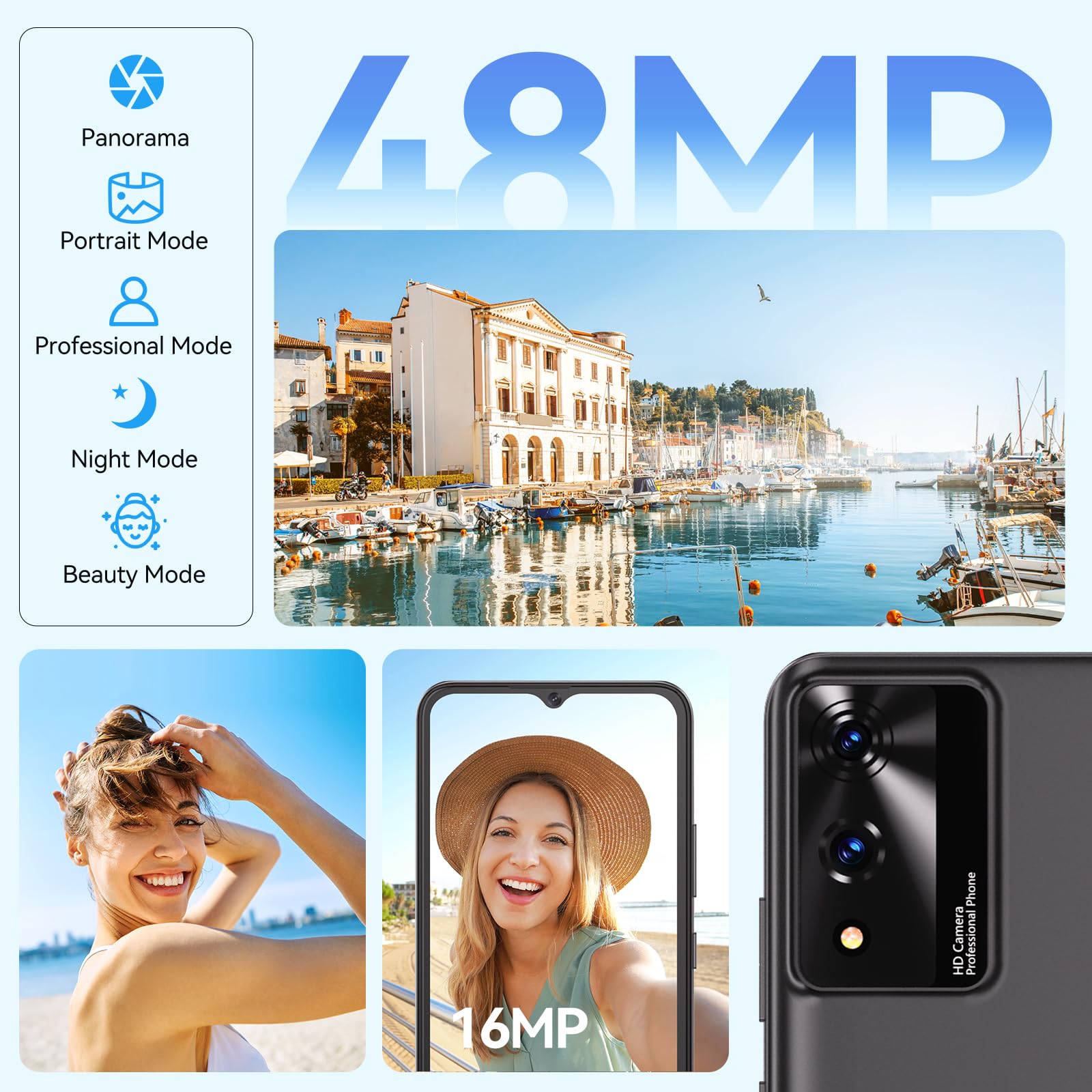 CUBOT Smartphone Android 14 Telefono Cellulare 128 GB ROM TF Carta 1TB Expand 48MP Fotocamera 6,56" Schermo 5100 mAh a10 Smartphone 4G Doppio SIM Face ID Nero