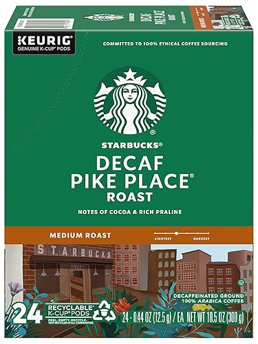 Starbucks Descafeinado Pike Place Roast K-Cup para cafeteras Keurig 24 unidades