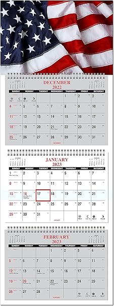 Amazon.com: 2023 3 Month Wall Calendar with USA Flag : Office Products