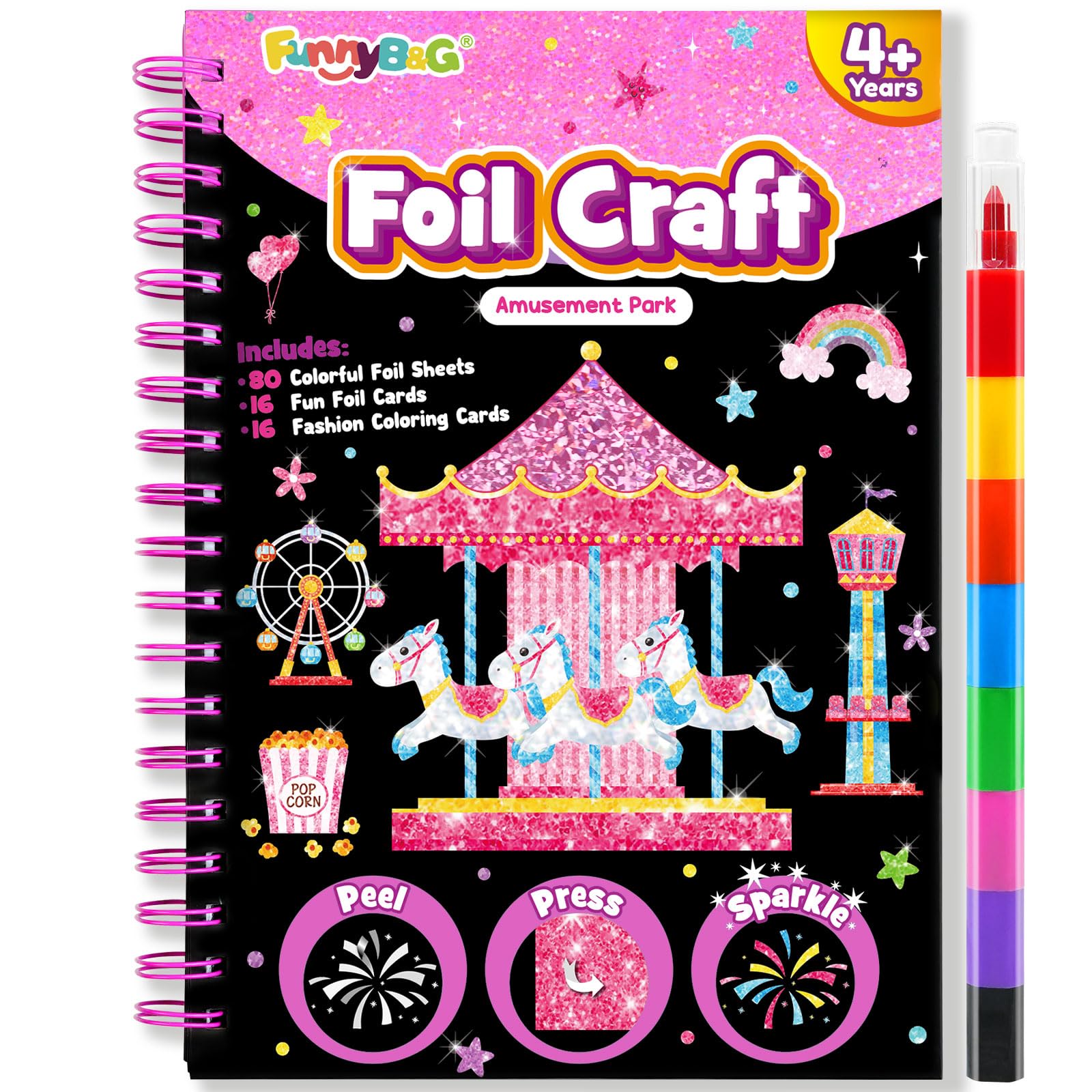 FUNNYB&G Manualidades infantiles con foil, Creativo Kit Manualidades niños, Juguete Niña Regalos Para de 3 4 5 6 7 8 9 12 Años Niño cumpleaños (Princesa) — view 21