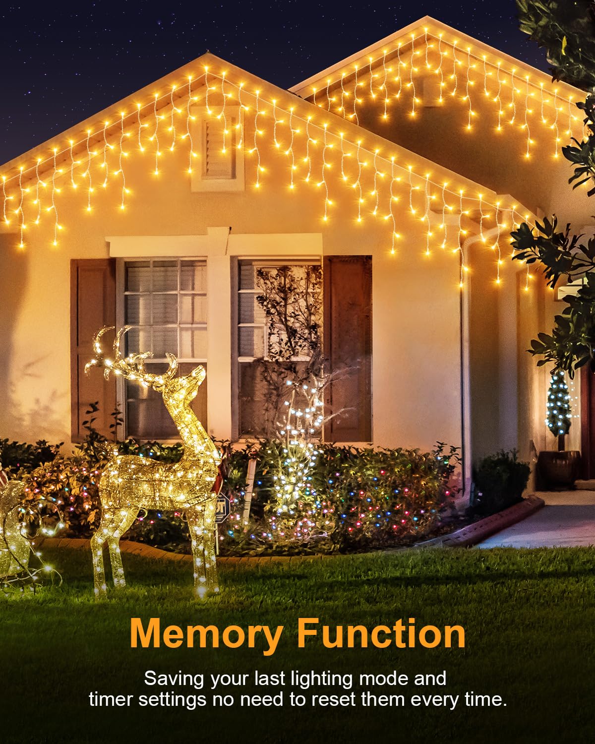 Guirnalda De 200 Luces LED, 75.8 Pies, Interior, Exterior, Memoria, Temporizador, 8 Modos, Certificado UL, Cable Verde Enlazable, Parpadeo, Impermeable, árbol De Navidad, Fiesta, Jardín, Rojo
