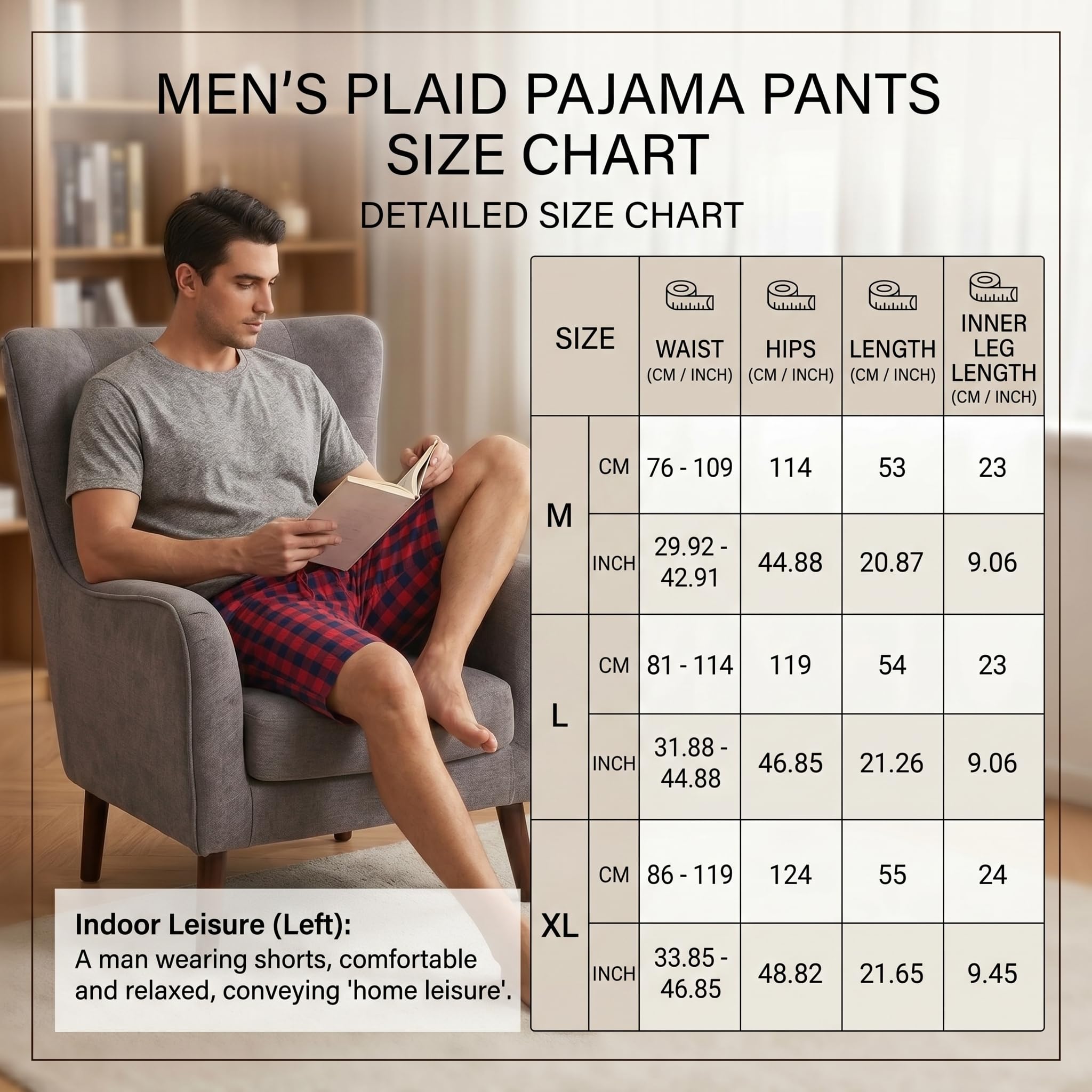 YUSHOW Pantalon Pijama Corto Hombre Algodón Cuadros Suaves Pantalones de Ocio con Bolsillos y Cordón Verano 2 Piezas