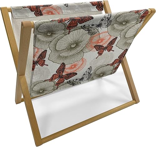 Miniatura 13 de Ambesonne Paparazzi Magazine and Book Holder, Retro Camera in Greenery 80s Pop Art Style Repetitive Pattern, Floor Rack Decor for Interior of Home &