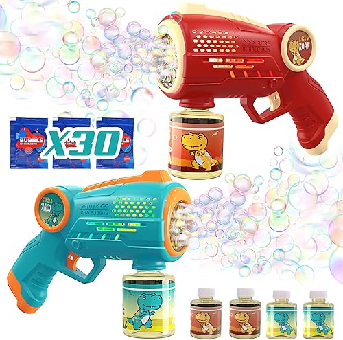 Pistola de burbujas, 2 ametralladoras de burbujas con sonidos de luz de 10 agujeros, máquina de burbujas para niños, soplador de burbujas, máquina