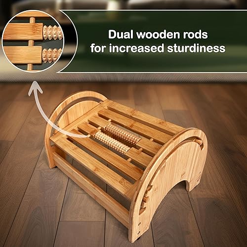 Miniatura 3 de Zyn works Taburete ajustable para debajo del escritorio con rodillo de masaje, reposapiés debajo del escritorio para oficina y trabajo desde casa,