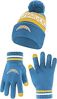 Vista 157 de Ultra Game Gorro de invierno de punto súper suave oficial de la NFL con guantes extra cálidos para pantalla táctil