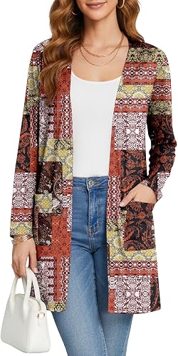 KUOTAI Womens Cardigan Lightweight Open Front Long Sleeve Cardigans with Pockets Casual Layering