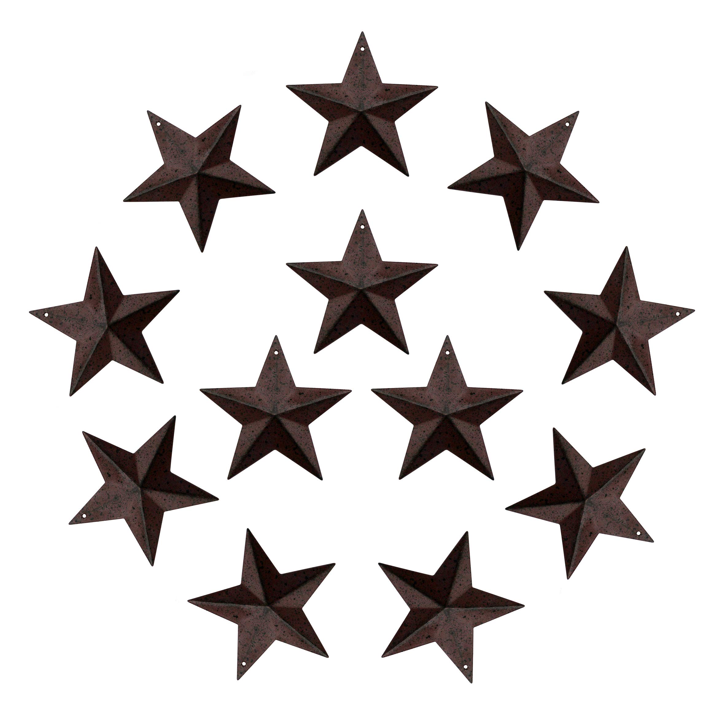 Barn Star en métal de style rustique antique décoration murale vintage Bourgogne 12 pièces