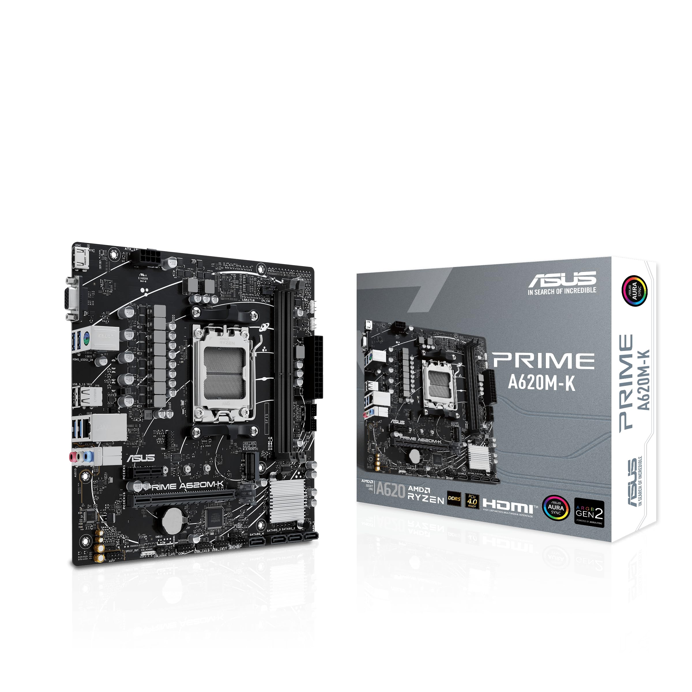 ASUS Prime A520M-K Mainboard Sockel AM4 (AMD Ryzen, Micro-ATX, M.2, 1Gbit/s-Ethernet, SATA 6Gbit/s, USB 3.2 Gen 2 Typ-A)
