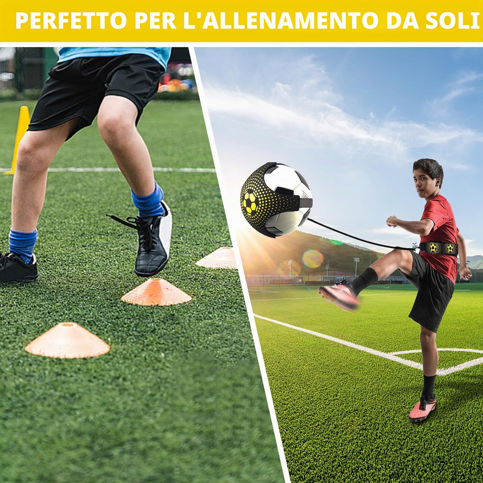 LangRay Set di Allenamento Calcio, Accessori per Allenamento Calcio con Scala di Coordinamento 6m, 12 Cinesini Calcio, 1 Corda da Salto, 1 Allenatore, 5 Fasce di Resistenza, Regali Calcio per Ragazzi