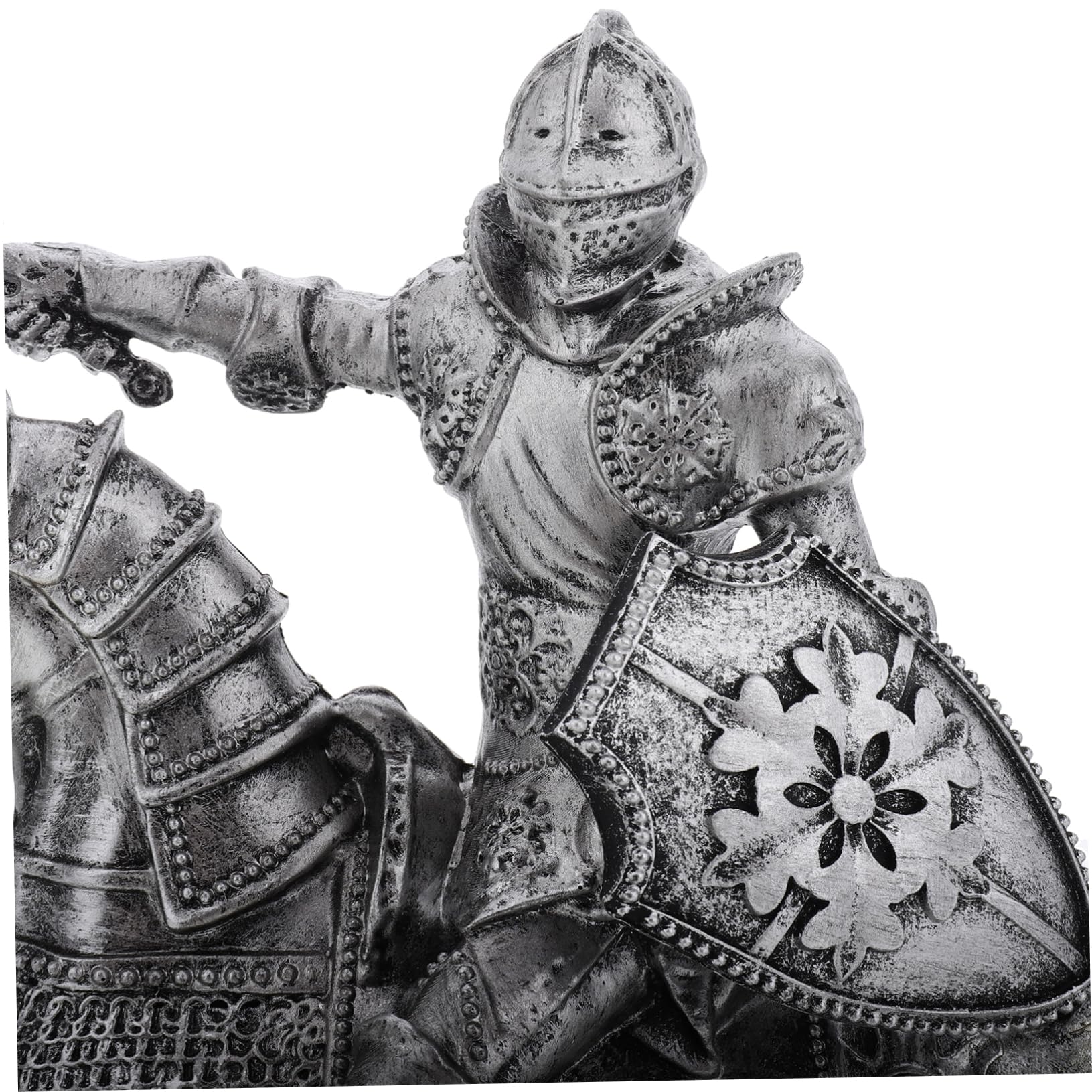 Vintage Wachsoldat Statue aus Kunstharz für Schreibtischdekoration | Silber, Feine Verarbeitung mit Detailreicher Ausführung, Vielseitig Platzierbar für Büro und Zuhause