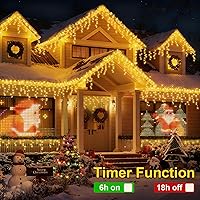 Vista 5 de YEGUO Luces de Carámbano LED de 33 pies 400 para Exteriores, 80 Gotas Luces de Carámbano de Navidad Conectables, 8 Modos Luces de Carámbano