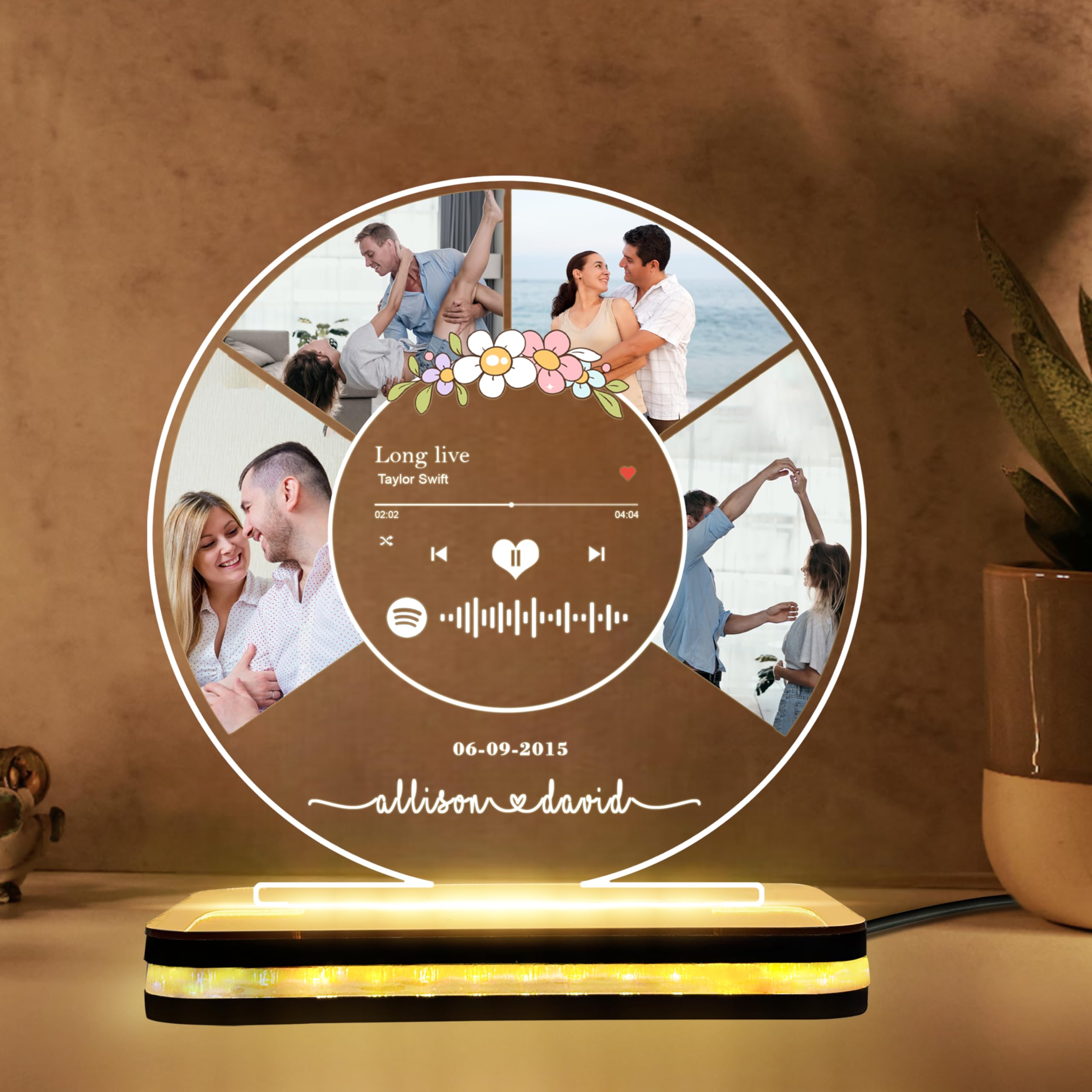 DECOCRU Custom Song Plaque with Photos, Personalized Photos Night Light Lamp Plaque, Music Plaque Album Cover, Romantic Gifts, Music Plaque, Couples Gift-image-35