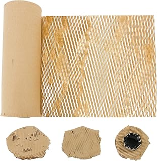 11.8" x 164 FT Honeycomb Cushioning Packing Paper, Eco-Friendly Wrapping Paper Roll Recyclable Kraft Packing Paper Cushioning Packing Material for Packing Moving Shipping, Honeycomb Paper Wrap