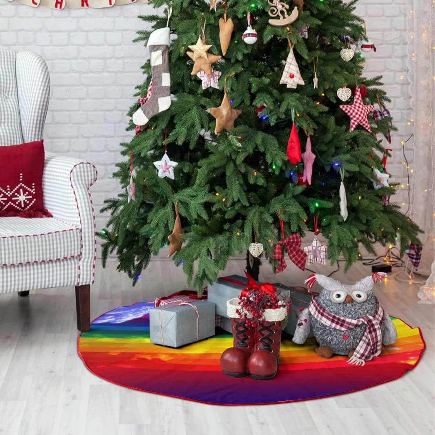 Christmas Tree SkirtRainbowclassic Fashion Tree Skirt Painted Multifunctional Christmas Tree Skirt
