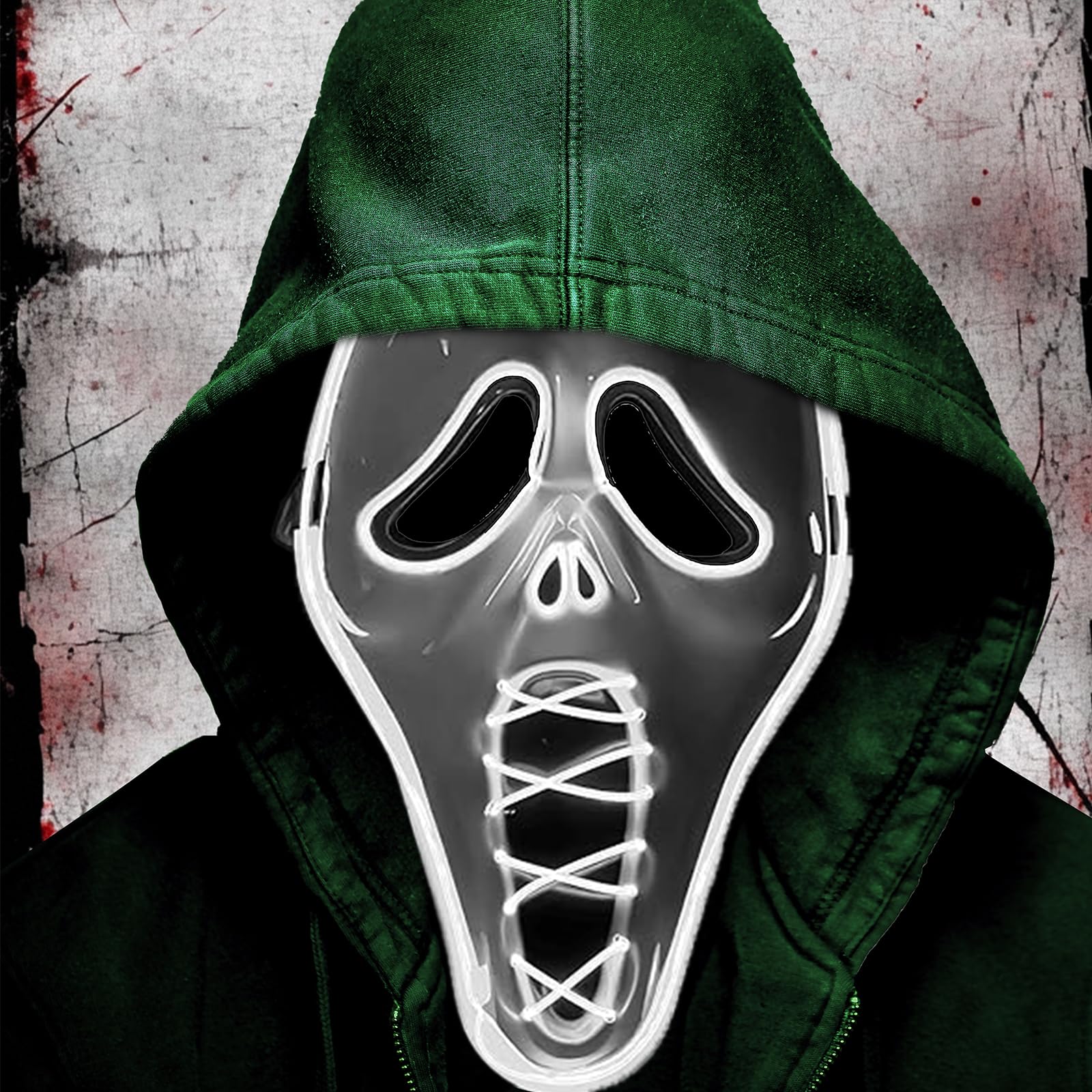 DONGZQAN Ghost Face Mask, Scream Led Mask With Multiple Light Modes, Light Up Mask, Boys Halloween Msk - Image 3