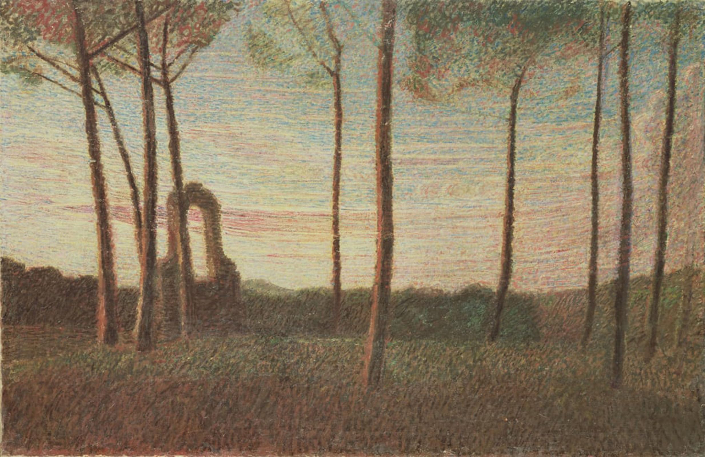 ARTXLXXBN Famous Art Print Poster Vintage Wall Art Landscape of the Villa by Giuseppe Pellizza Da Volpedo Canvas Art Poster for Home Decor 60x90cm