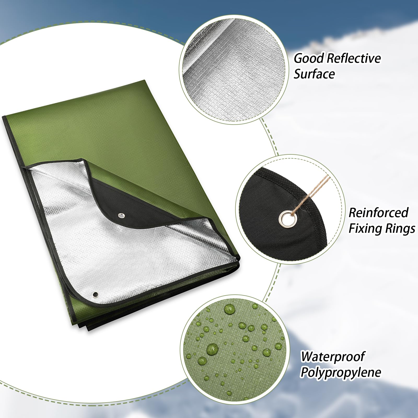 Kanayu 4 mantas de supervivencia resistentes aisladas para supervivencia en todo tipo de clima, manta de supervivencia de emergencia, lona reflectante térmica reutilizable para camping, senderismo,