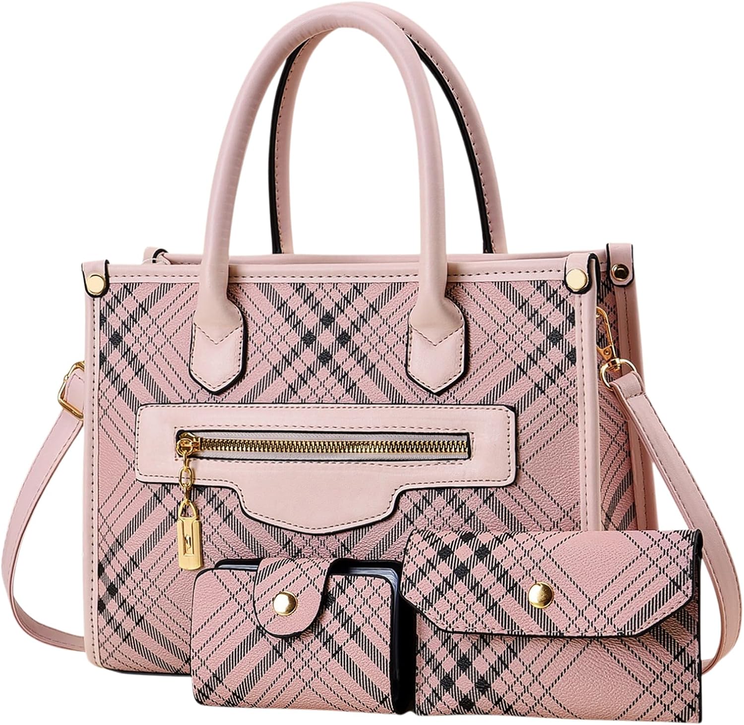 Purses and Handbags for Women, 3Pcs Women's Handbags Fashion PU Leather, Tote Shoulder Top Handle Satchel Purse Bags