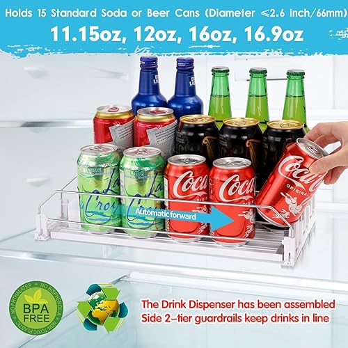 Miniatura 9 de Organizador automático de latas de refrescos para refrigerador, dispensador de latas de cerveza, soda, seltzer, bebida, soporte para latas de