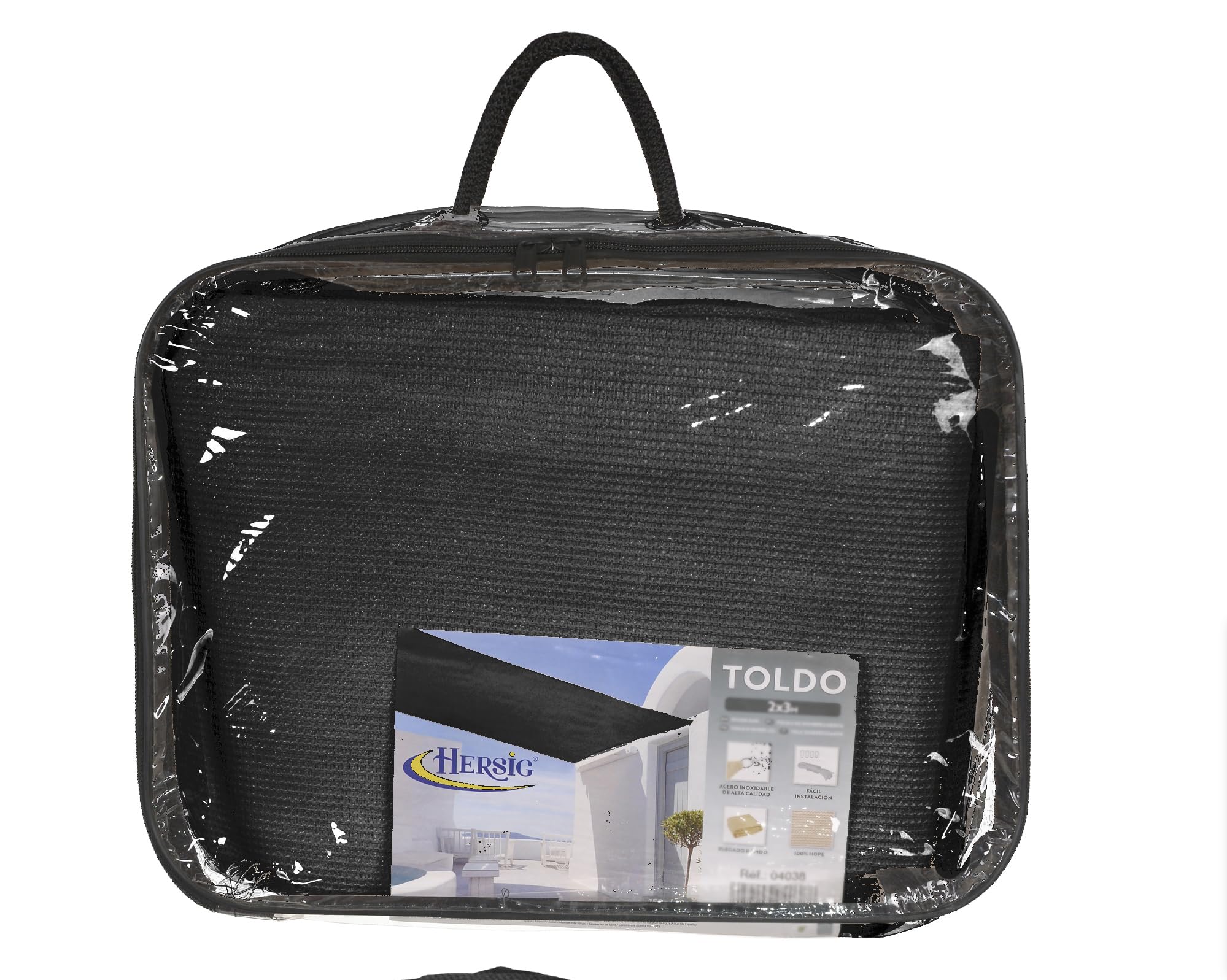 HERSIG - Toldo Vela Rectangular de Sombra Impermeable 4x5 m - Tejido HDPE con Protección Rayos UV - Toldos Exterior Terraza Patio y Jardin con Anillas de Acero Inoxidable - Color Negro