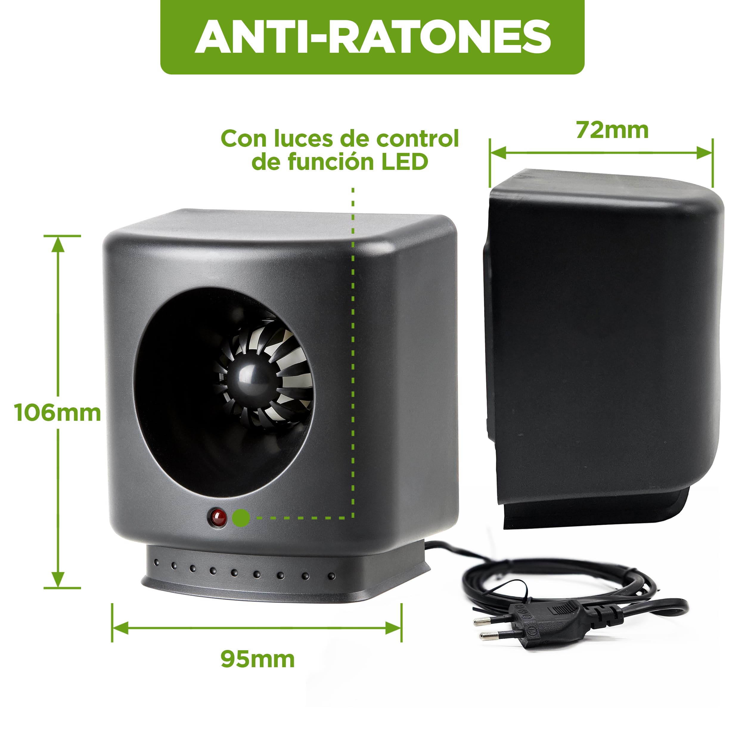 ISOTRONIC Repelente ultrasónico para Ratones y Ratas – Repelente de plagas para áticos, sótanos y garajes – Disuasivo para Ratones sin Veneno ni trampas – Alcance Efectivo de 50 m² (3 Unidades)