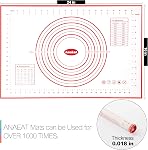ANAEAT Matelas de cuisson en silicone avec mesures, feuille de fond en silicone non stick & Tapis antidérapant pour la pâte à papier, la fabrication de cookies, pain, pizza, croûte de tarte, tapis de tricot réutilisable (16"x24")