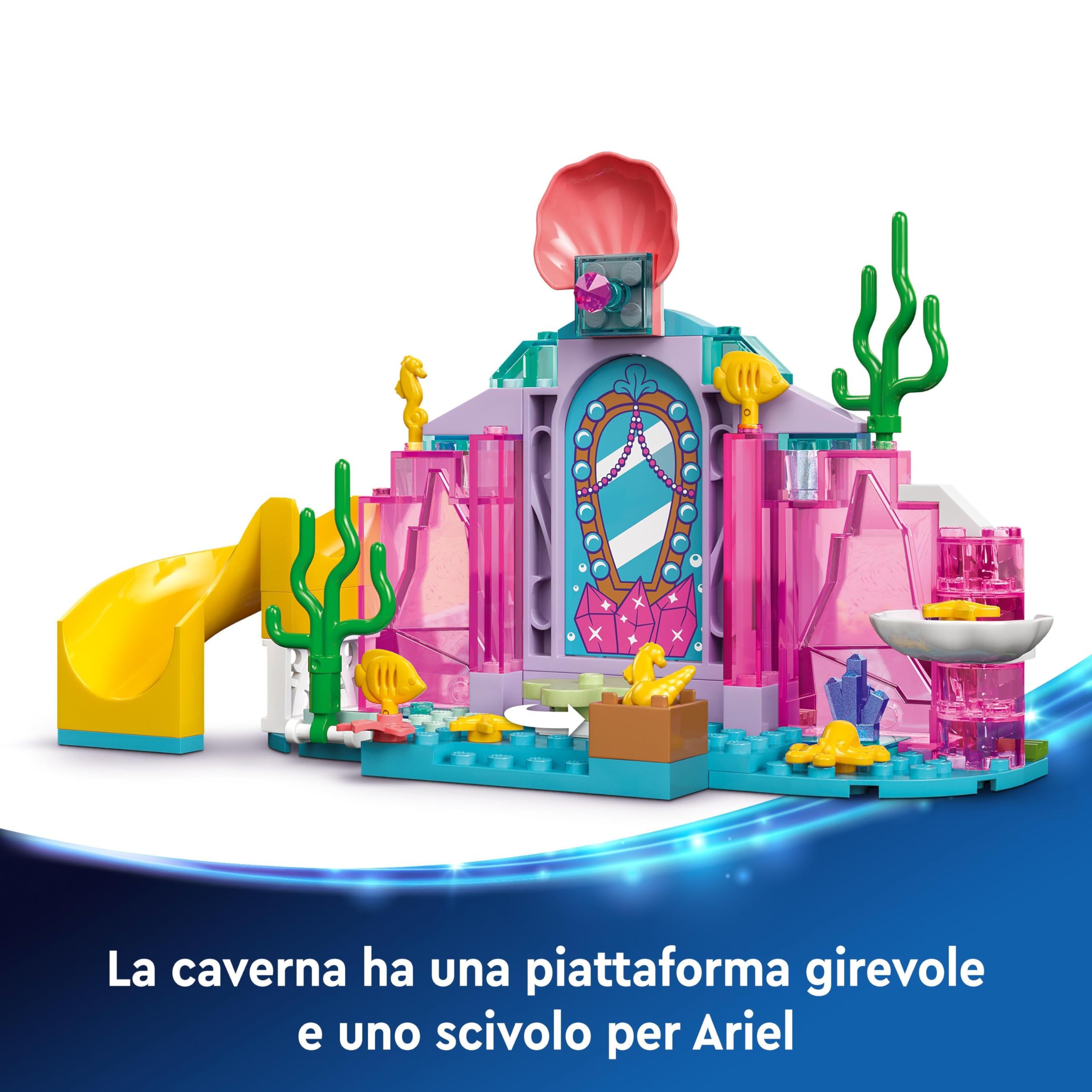 LEGO ǀ Disney La Caverna di Cristallo di Ariel Giocattolo da Costruire, Giochi per Bambine e Bambini da 4 Anni con il Personaggio della Sirenetta, Relitto di Nave e Tesoro, Idea Regalo 43254