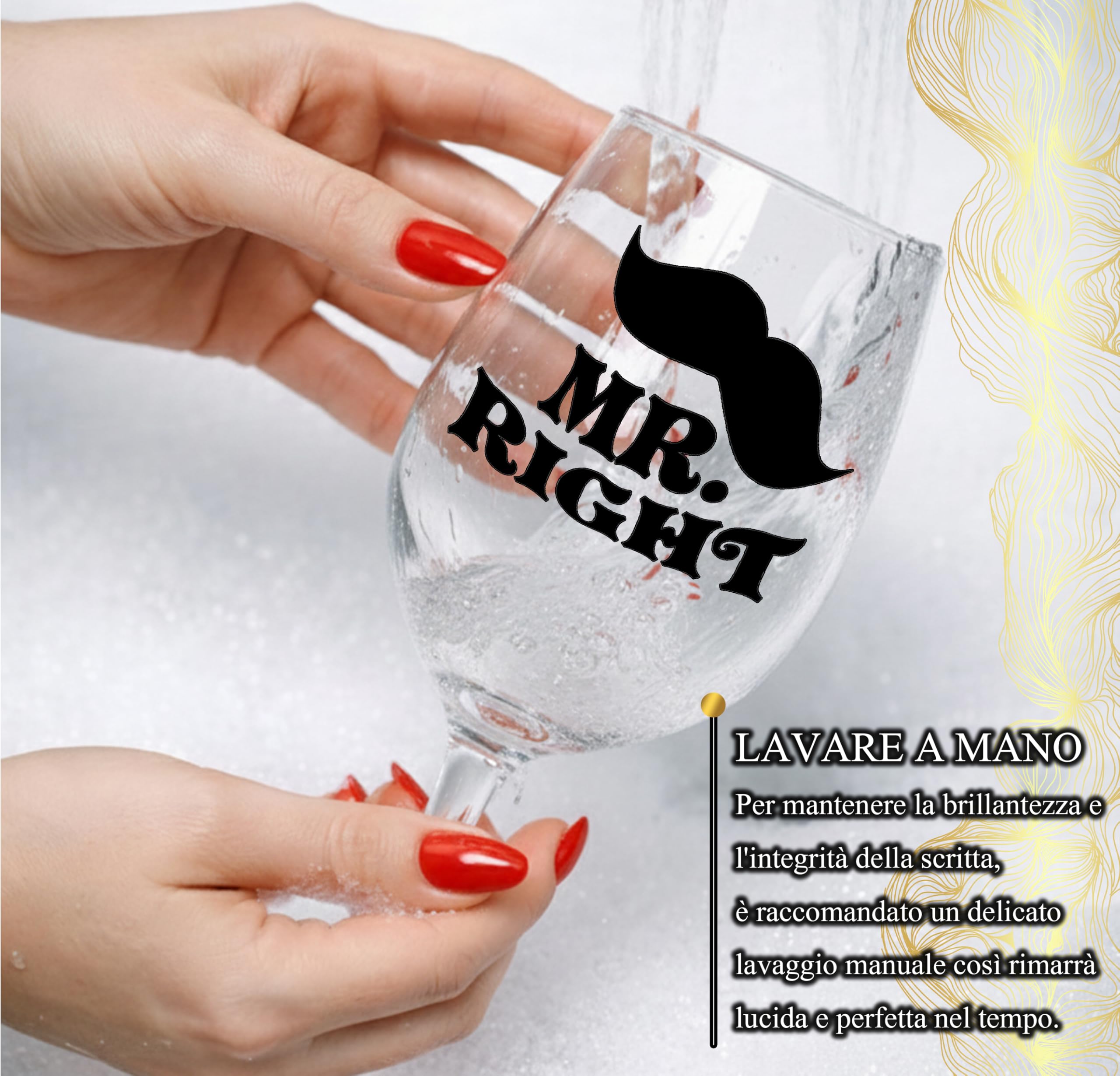 Calici Vino Personalizzati MR & MRS RIGHT – Calici Coordinati Per Brindare Insieme Con Ironia - Regalo Di Coppia Per San Valentino Con Bicchiere Piegato E Confezione Regalo Inclusa