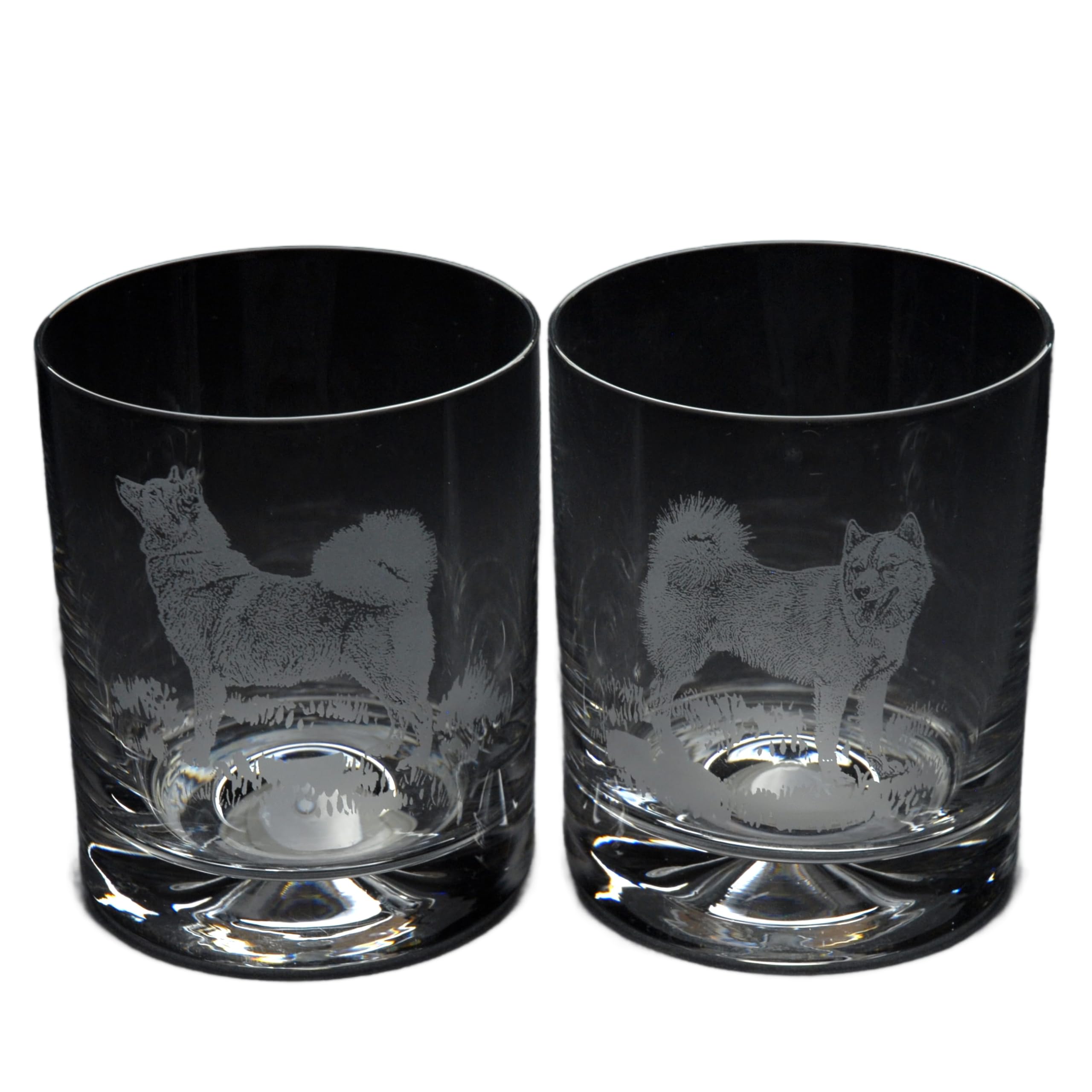 GLYPTIC Glass Art Finnish Spitz Dog Placement Hand Etched/Engraved Whiskey Tumbler Glass — image 1