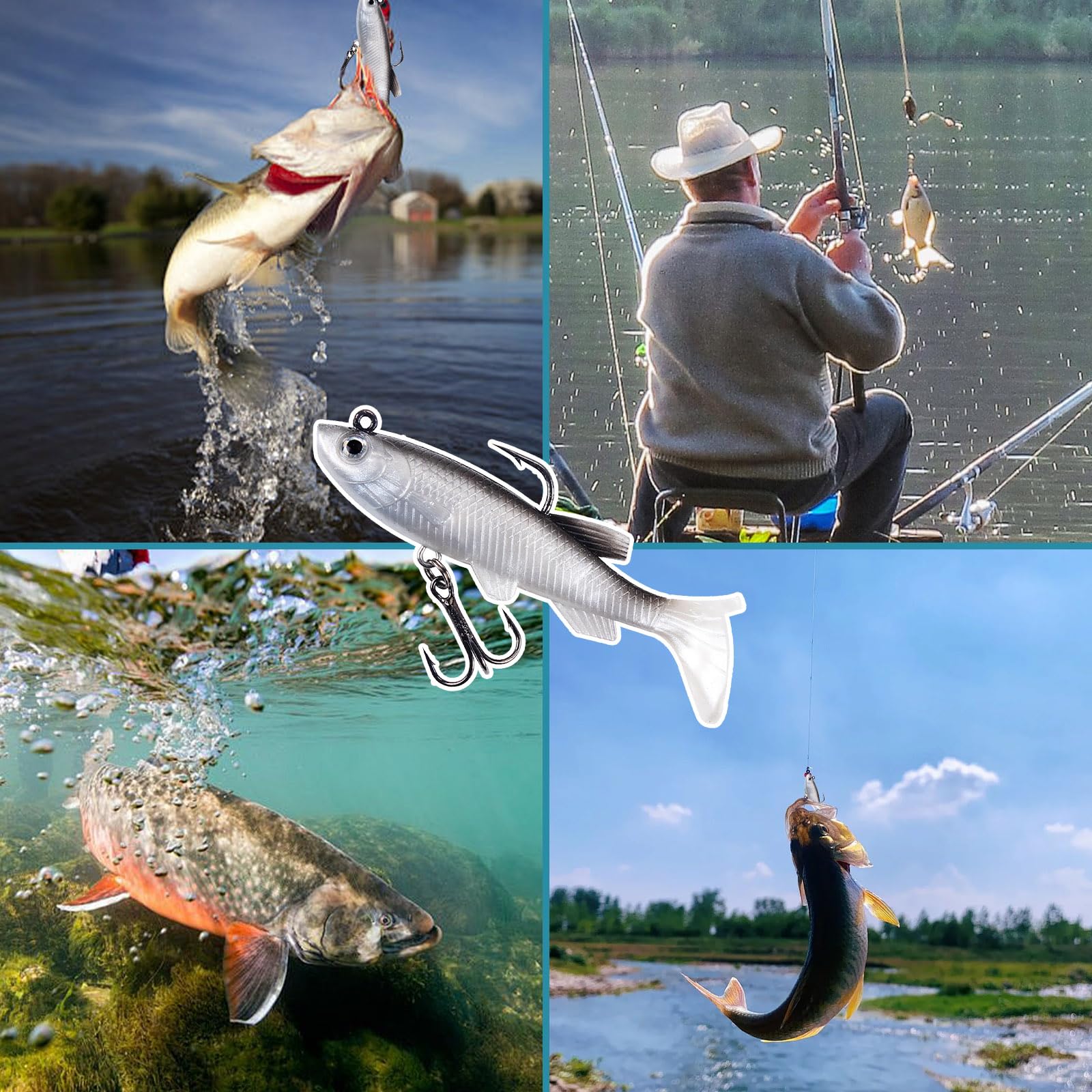 FREE FISHER 20Pcs Pre-Rigged Soft Fishing Lures, Jig Head 1 thumbnail image