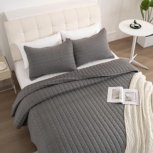 Miniatura 5 de Juego de ropa de cama de tamaño King blanco con fundas de almohada, colcha ligera y suave, manta acolchada fina, para todas las estaciones, verano,