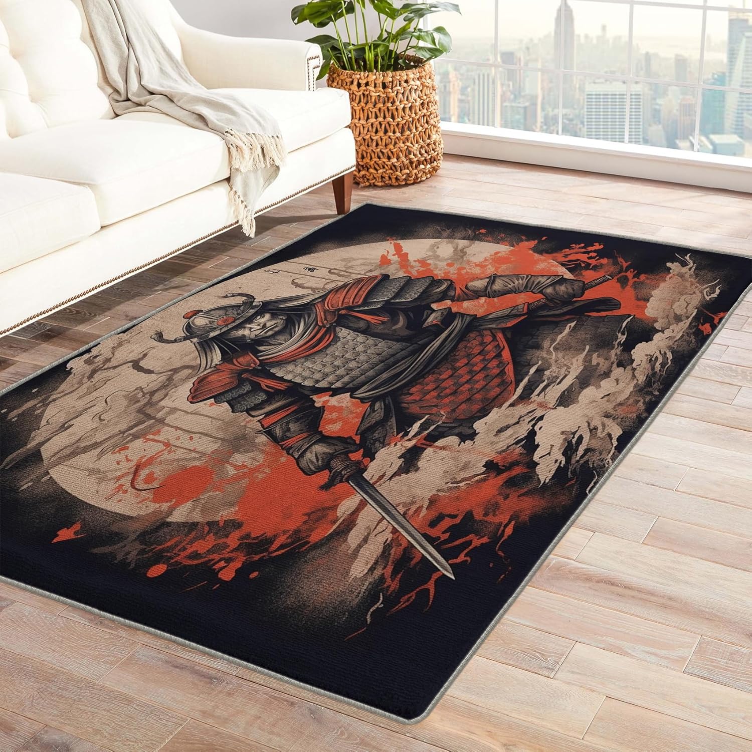 Japanese Samurai Rug & Home Decor 2x3 Rug, Anime Style