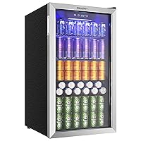 EUHOMY Frigorifero per bevande, mini frigo per 126 lattine con porta in vetro