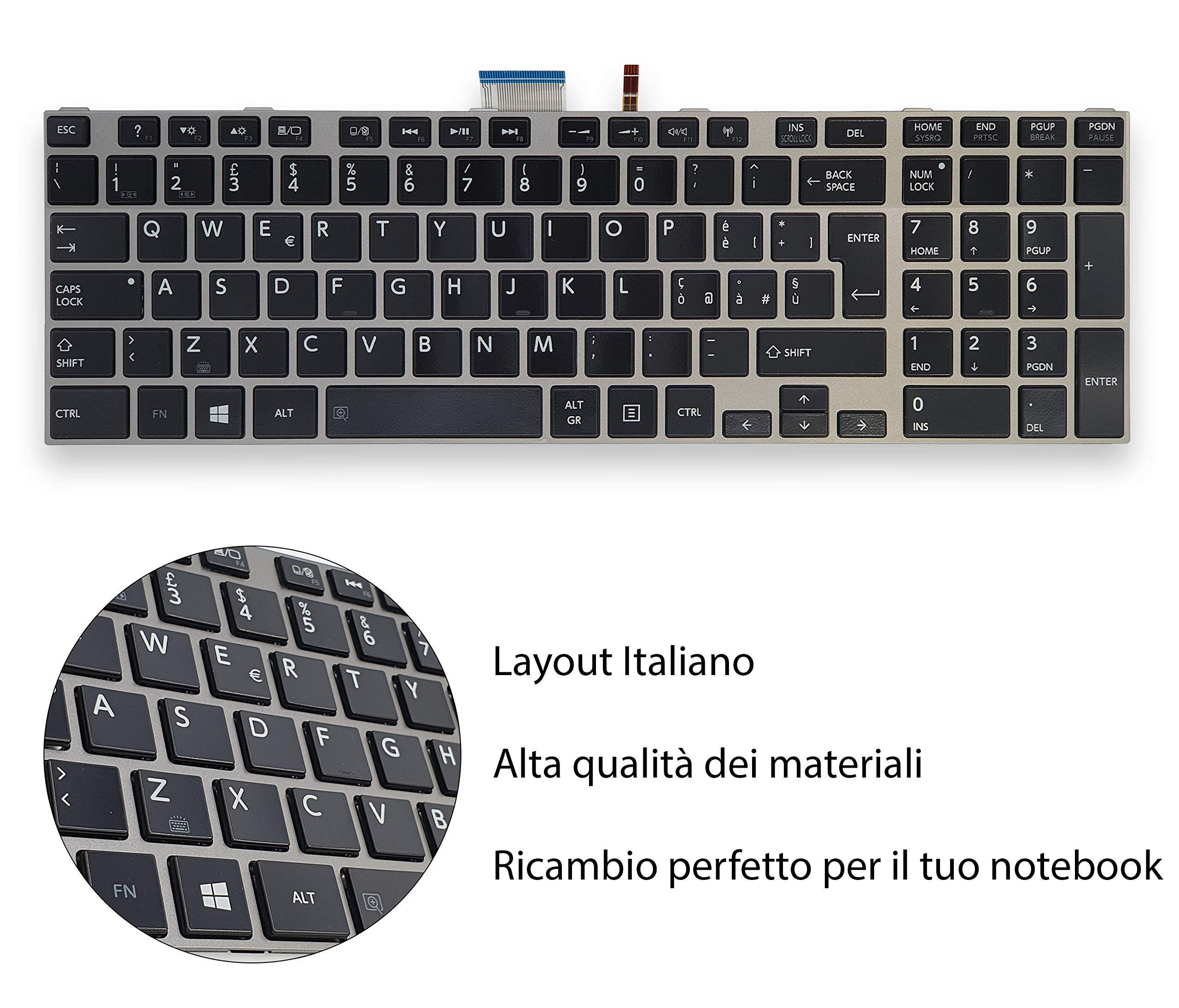 Tastiera Italiana Per Notebook Toshiba Satellite C850/C870/L850 – NewNet, QWERTY, Non Retroilluminata - 4