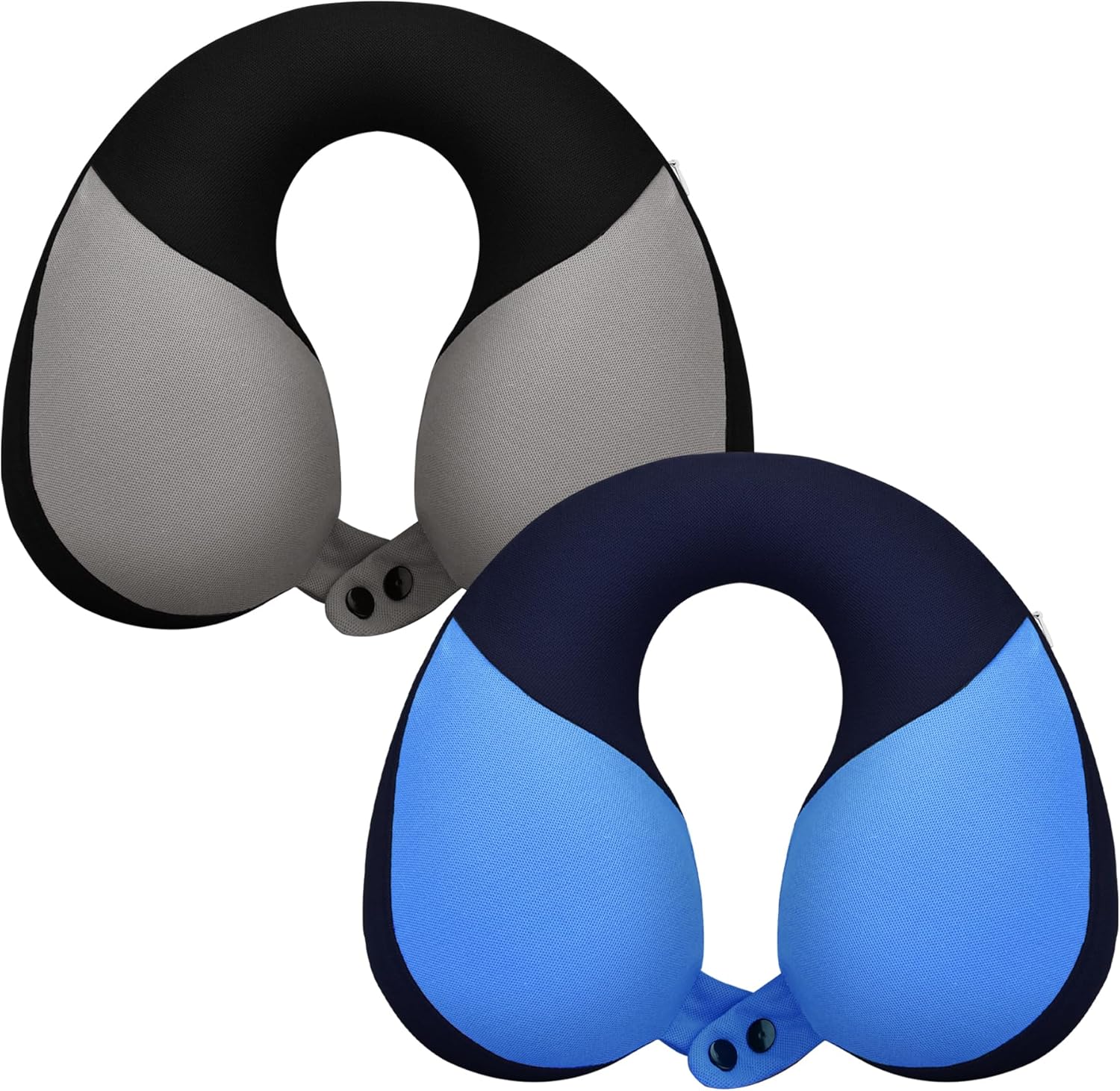 COOLBEBE Kids Travel Neck Pillow, Softly Headrest Travel Pillow for Car & Airplane, Traveling Gifts for Toddler & Children (Black & Blue) Blue & Black 2 Pack