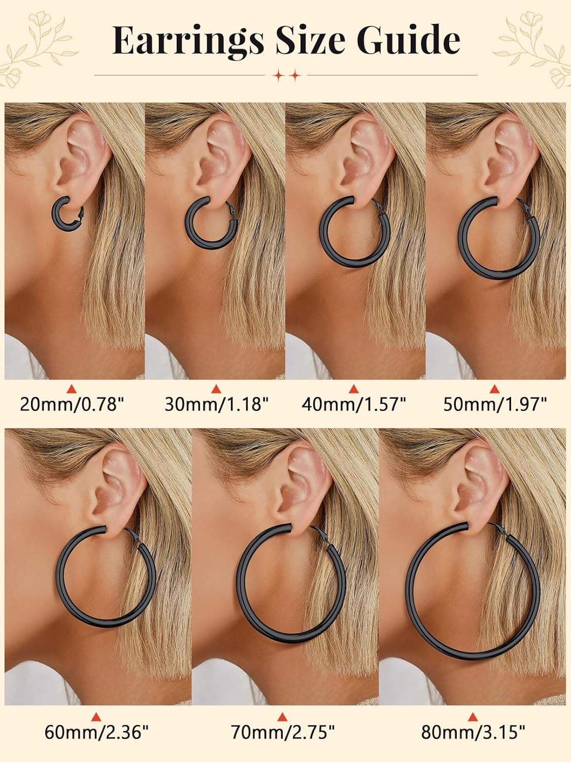 FaithHeart Chunky Hoop Earrings for Women, Silver/Black/14K Gold Plated Stainless Steel Earrings 5mm Thick Hollow Tube Hoops Hypoallergenic Lightweight Earring 20/30/40/50/60/70/80mm - Image 5