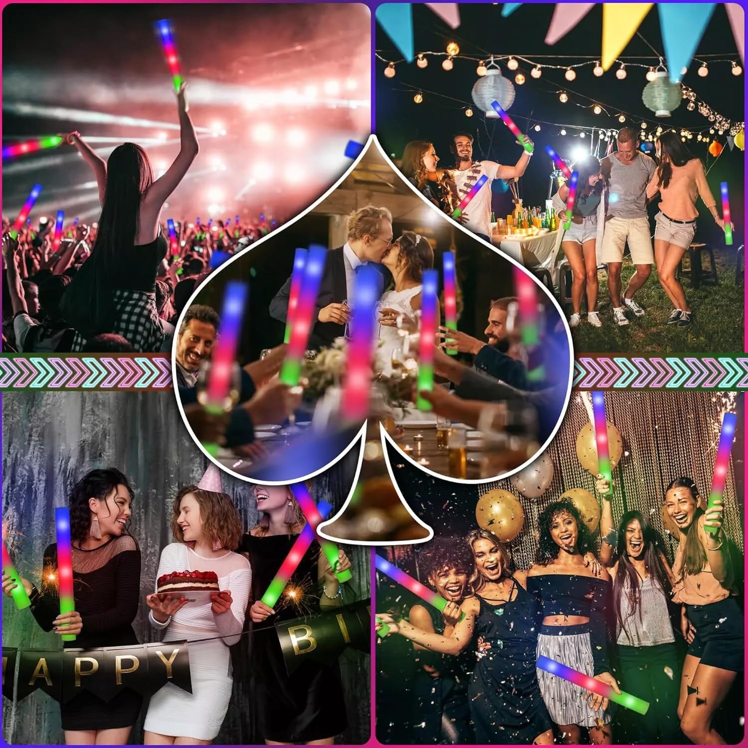 200 Unidades Palos de Espuma Led, Palos Led, Barra Luz Varita Luminosa, 3 Modos, Bastones Luminosos multicolor, Juego de luces para Fiestas, Bodas, Celebraciones