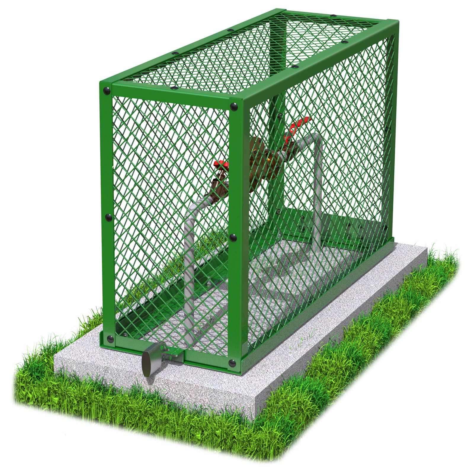 Photo 1 of ?Steel Backflow Preventer Security Cage for Outside, 34.5" L×13.9" W×24.3" H, Antirust Backflow Preventer Enclosure, Backflow Preventer Cage Cover with Locks
