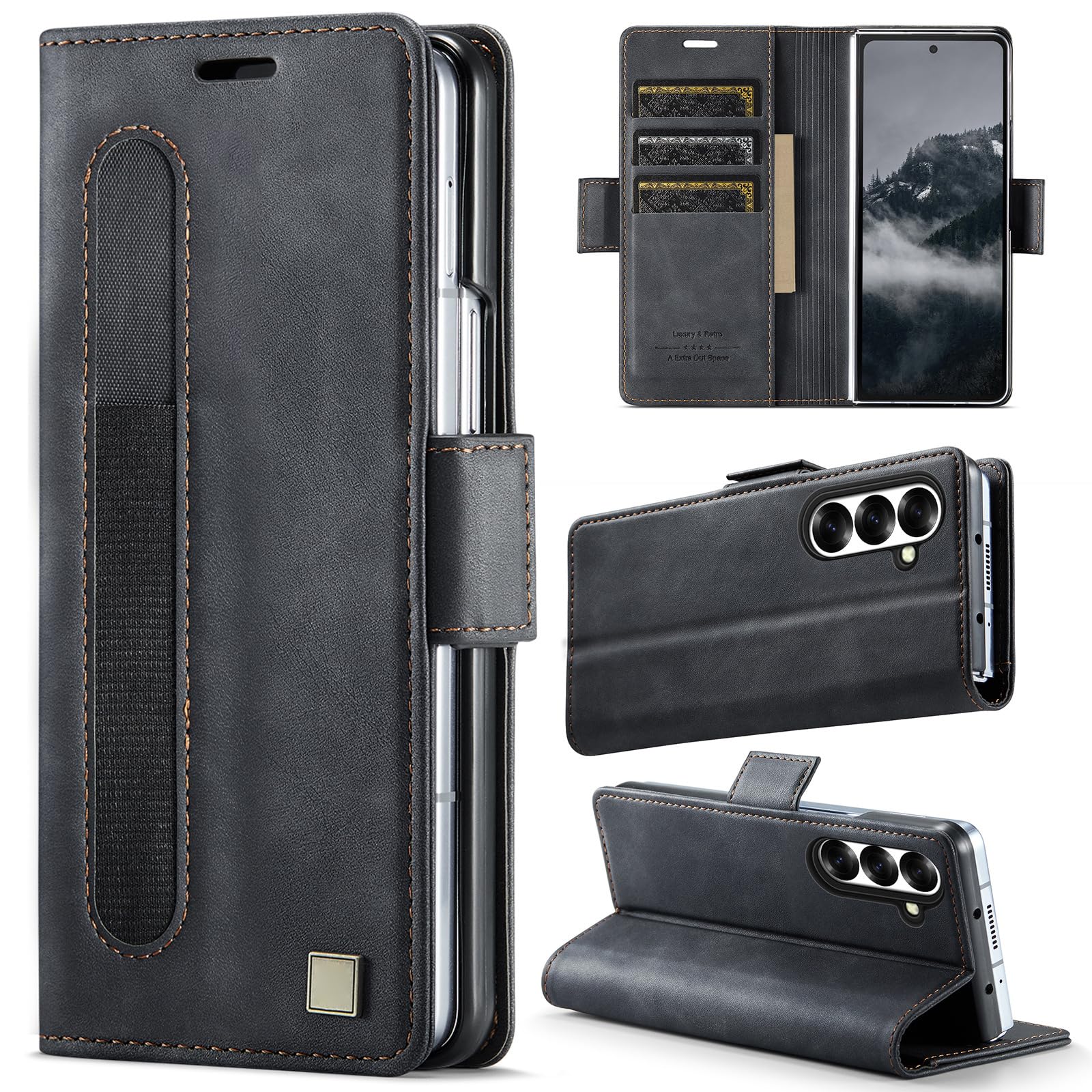 Cover Per Samsung Galaxy Z Fold 8 Ultra, Portafoglio Custodia in Pelle | Con Supporto S Pen Staffa Anticaduta Protezione Completa Chiusura Magnetica Guscio,Blu,Fold 8 Ultra