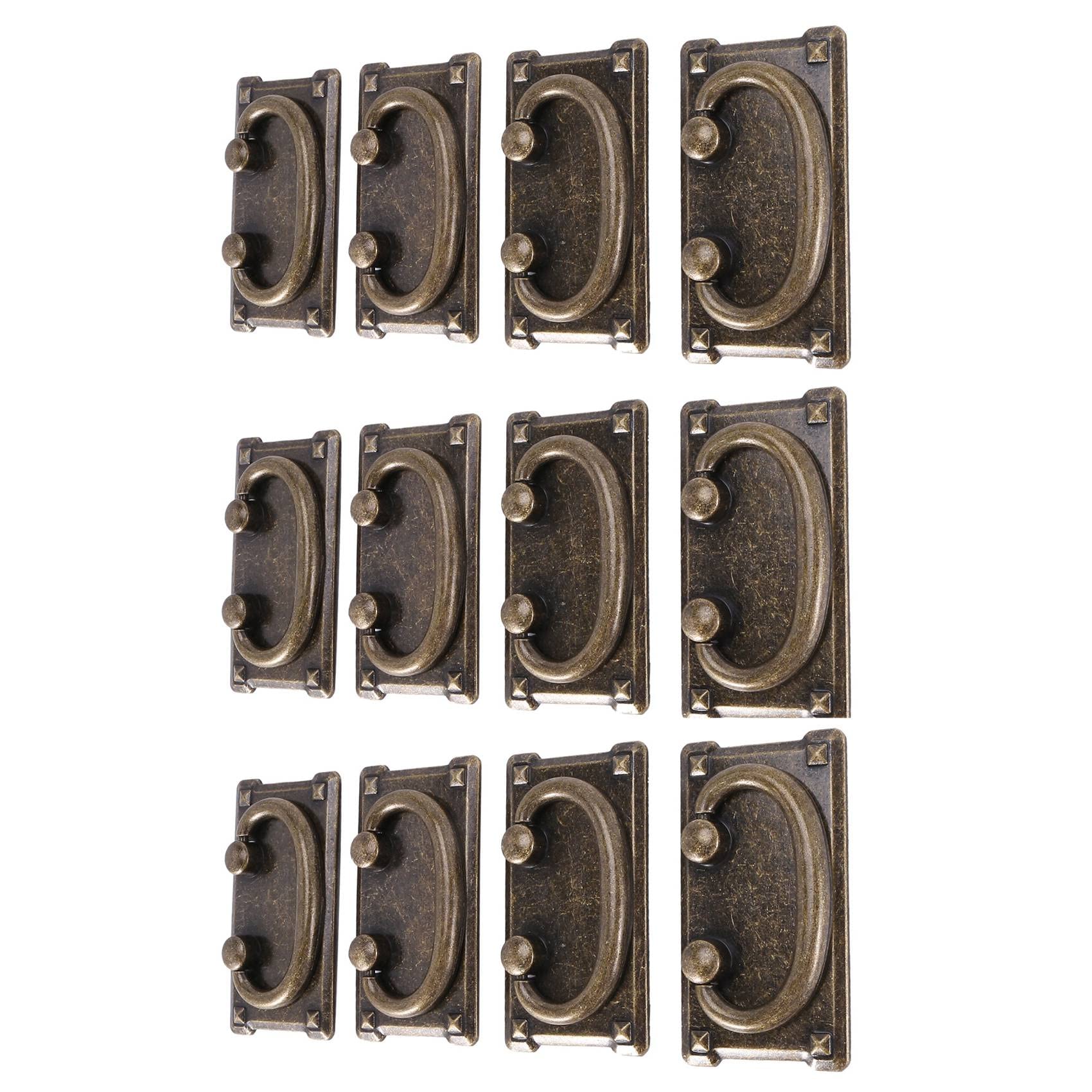 Fegtrty Bronze 12Pcs Vintage Antique Drawer Ring Pull Handles, Cabinet Door Furniture Handle Decoration