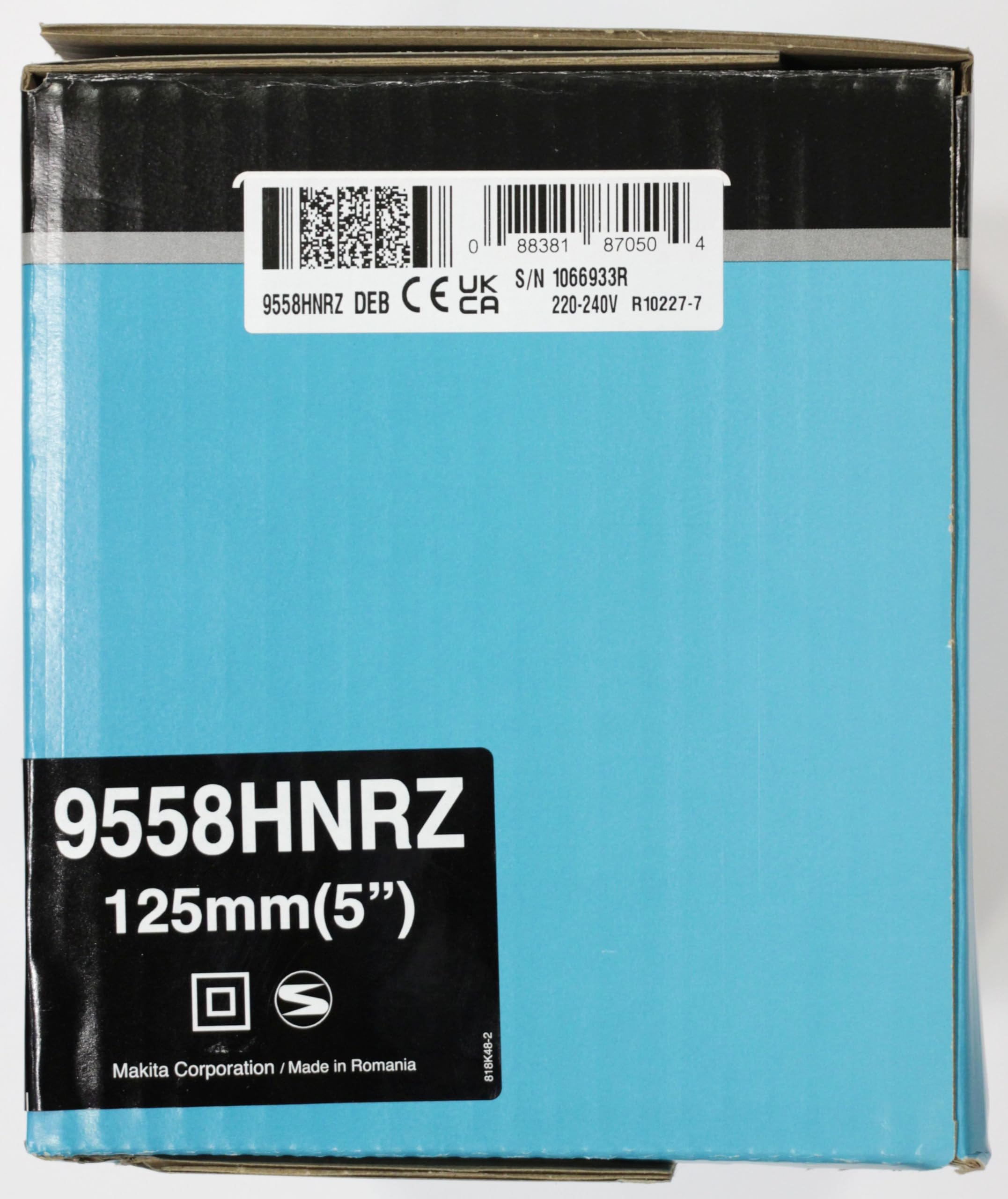 Makita 9558HNRZ - Amoladora angular de 125 mm de diámetro, 840 W de potencia, con cubierta protectora y cable de alimentación