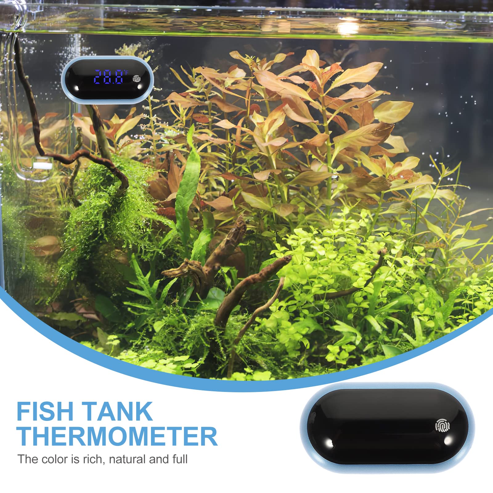 LOGOFUN Digital Aquarium Thermometer Led Display High Accuracy Water Temperature Gauge Fish Tank Hydrometer with Fahrenheit Scale for Home Supply