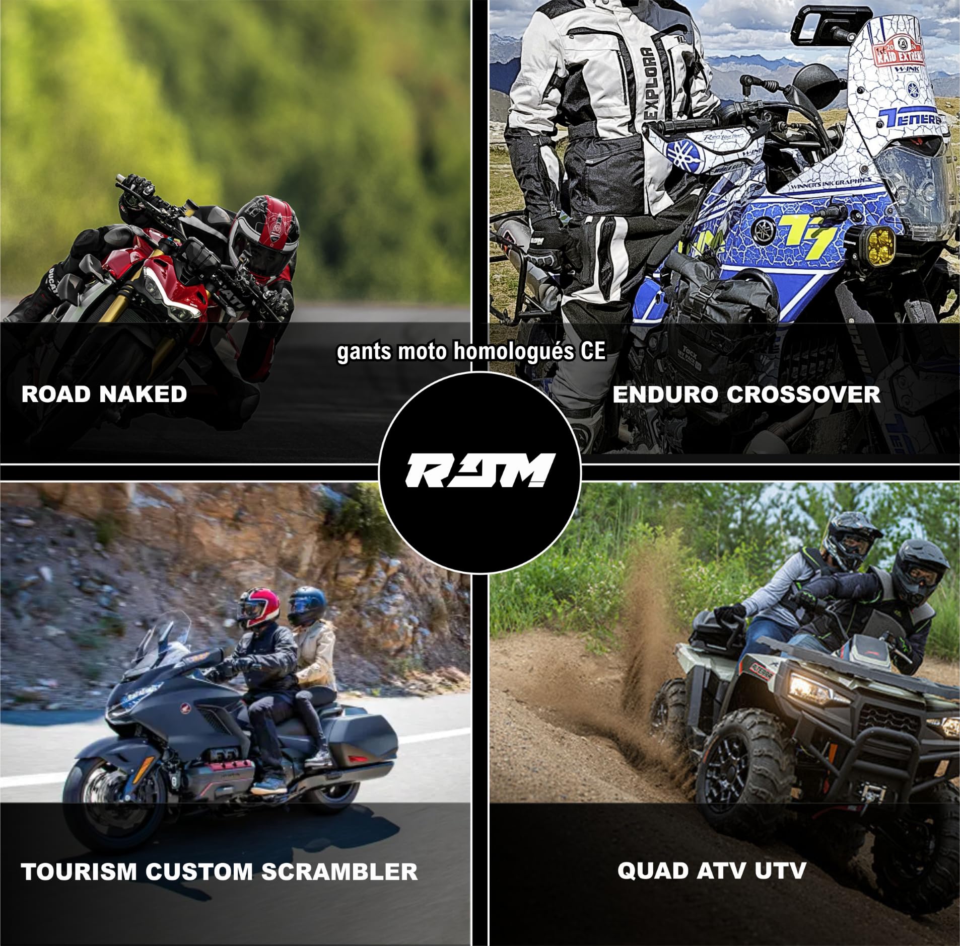 TLA RAM Guanti moto con protezioni nocche omologati CE, Taglie sino 5XL uomo e donna, Guanti da moto, scooter, quad, touchscreen, traspiranti, mezza stagione, alta protezione all'impatto