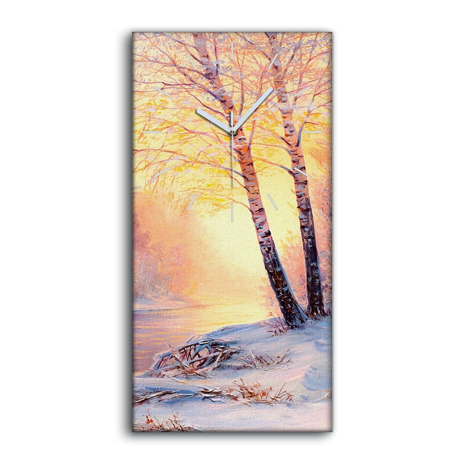 Horloge ne pas tic tac en silence tableau rivière Noël 30x60cm
