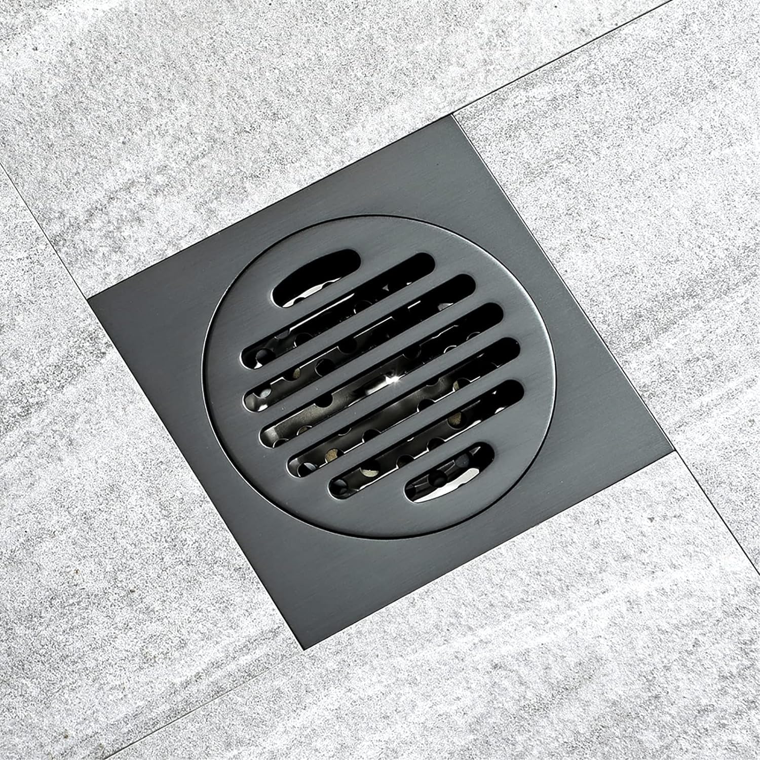 desagüe de Suelo de latón, Desagüe de Piso Cuadrado 4 Pulgadas con Tapa extraíble, Color Gris Pistola latón